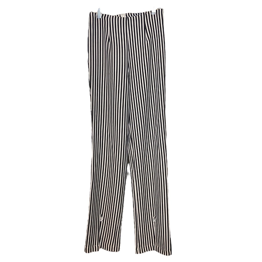 Lovers + Friends Striped High Waist Pants Split Hem Black White Ladies S
